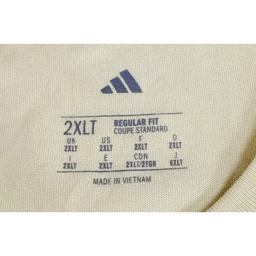 Adidas Mens 3 Bar Embroidered Short Sleeve Pocket TShirt Powder Yellow Size 2XLT